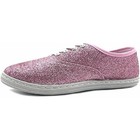 New Canvas Fashion Sneakers Pink Glitter Womens Lace Up Shoes Womens Size 6