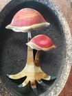1970s Vintage Mushroom Wall Hanging Boho Home Decor Metal And Wood