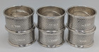 Antique English Set Of 6 Sterling Silver Napkin Rings  p  Initial  Dated 1910