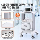 2 Tiers Lab Carts Mobile Medical Cart With 1 Drawer   1 Top Tray White