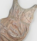 Victorian Dusty Pink Satin Slip Dress  Lace Trim Keyhole Neck Vintage Indie