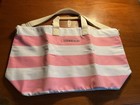 New Never Used Victoria   s Secret Large Pink Stripe Canvas Weekender Bag