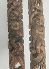 Antique Architectural Salvage Pair 19thc Carved Wood Cherub Panels trim fragment
