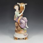 Antique French Porcelain Figural Candle Holders Statues Lion Paw Feet Rococo 