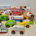 Melissa   Doug Wooden Town Playset Building Signs Vehicles   Train Lot Of 30