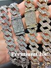 Iced Mens Hip Hop Gold Plated Miami Cuban Prong Link Chain Cz Necklace bracelet