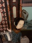 Vintage Chinese Asian Art Painting Woman Lady Cat Kitten Reverse Glass