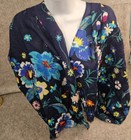 Vera Bradley Soft Fringe Scarf Moonlight Garden Navy Blue Floral Wrap New