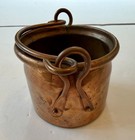 Antique Solid Hammered Copper Pot Cauldron Mini Planter 3x4  W  Handle Rustic
