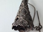 Vtg Silver Plate Tussy Mussy Flower Bouquet Holder Wedding Flower With Pin chain