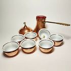 Antique Wwi Ottoman Empire Turkish Officer s Copper Tea Set W sugar 7 Cups