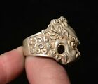 1 2  Rare Old Chinese Silver Dynasty Palace Animal Leo Lion Head Ring Rings