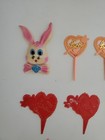 Vtg Holiday Cupcake Cake Toppers Picks Easter Bunnies Valentines Thankgiving 