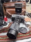 Vtg Minolta Sr-t 100 35mm Slr Camera W 3 Lens  Filters  Flash  Leather Bag  More