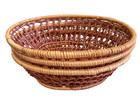 Woven Wicker Rattan Baskets Set Of 3 Oval Bread Fruit Serving Boho Farmhouse