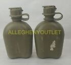  2 Pack Us Military 1 Quart Od Hard Plastic Canteen  Nbc Cap  Heavy Duty Vgc