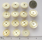 Carved Shell Pin Shank Buttons Lot Of 14 Antique Vintage Rustic Primitive Craft