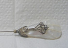 Antique Victorian Hat Pin  Mop Brss Decorations On It Carved Flower With 6  Long