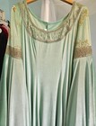 Mint Green Velvet M l Fantasy Elven Medieval Renaissance Dress With Gold Laces