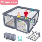 Portable Baby Playpen W  Gate - Anti-slip Mat Included For Indoor Outdoor Use