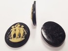 3 Vintage Dancing 3 Ladies Muses Graces 40x30mm  Oval Jet Black Resin Cameos 167