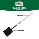 Expert Gardener Heavy Duty Square Transfer Shovel Steel Blade Wood Handle Garden