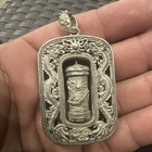 Old Chinese Tibet Silver Carved Dragon Statue Amulet Necklace Collect Gift Usa