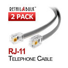   2 Pack   Short Telephone Cable Rj11 Phone Line Cord   5  6  8  12  18  24 Inch