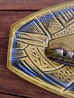 Large Mid Century Glazed California Etch Pattern Ceramic Ashtray 15 25    X 7 25   