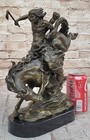 Native American Indian Art Chief Horse Warrior Bronze Marble Statue Sculpture Nr