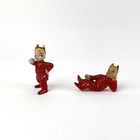 2 Vintage Lefton Little Red Devil Pixie Porcelain Figurines  Made In Japan