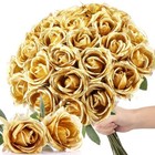 30 Pcs Rose Artificial Flowers In Bulk Real Touch Long Stem Silk Roses Gold