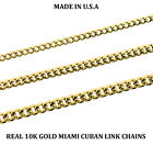 Real 10k Yellow Gold 3mm 4mm 5mm Miami Cuban Link Chain Necklace 16 - 30 