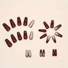 24pcs Gradient Fake Nails  Blue Butterfly Press On Nails With Silver Glitter