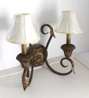 Kichler 2-light Candelabra Wall Sconce Seine Crackle Antique Gold White Shades 