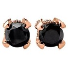 2 Ct Round Cut Simulated Black Diamond Stud Halo Earring s 14k Rose Gold Plated