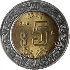 Er279 Mexico  Mint Error -- Struck With Two Reverse Dies -- 5 Pesos  2018-mo  