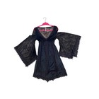 Free People Black Lace Bell Sleeve Dress Embroidered Cotton Mini Xs Vintage 2010