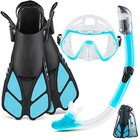  Mask Fin Snorkel Set  Travel Size Snorkeling Gear For Adults With Panoramic 