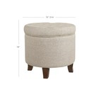 Homepop Storage Ottoman Round Tufted Mid-century Wood Bedroom Light Brown