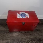 Vintage Red Beer Solid Metal Cooler Vgc  Condition - Light Wear