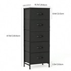 Tall Black 5 Drawer Dresser Storage Organizer Tower Fabric Chest Wood Top Unit