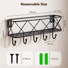 Metal Wall Mount Key Holder Rack 9 8in X 2 1in X 4 1in Black 5 Hooks Mail Slot