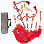Great Scottish Highland Bagpipe Full Silver Mounts Royal Stewart Tartan With Bag