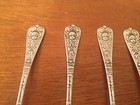 Antique Likely German 800 Silver Set Of 6 Small Spoons W  Face Decoration 4 1 4 