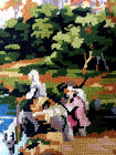 Vintage Tapestry Needlepoint Hand Stitched Old Master Completed Petit Point
