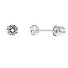 14k Gold Baby Cz Earrings Screw Back Children Studs 2mm  yellow Or White 