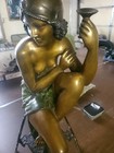 Antique Ferdinando De Luca Bronze Statue Seated Woman 1925 For Repair