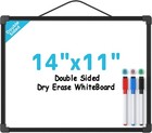 Small Dry Erase Board  14 x11  Double Sided Whiteboard  Black Frame   Hanging   