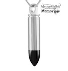 New Bullet Silver Black Urn Cremation Ashes Holder Memorial Necklace